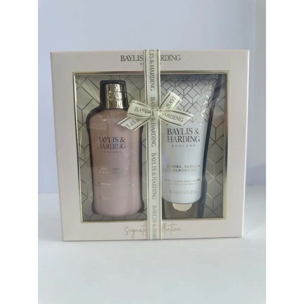 Baylis & Harding Jojoba Vanilla Almond Oil Body Wash & Lotion Gift Set 2pc NEW